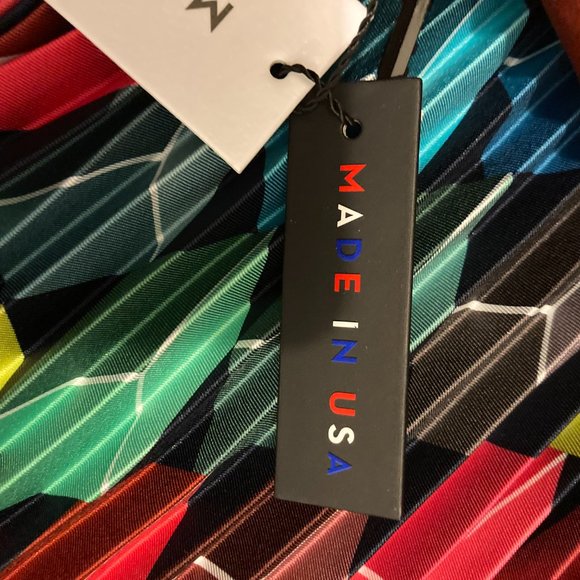 Milly Cube-Print Pleated Hadnkerschief Hem Midi Sk - Picture 4 of 7